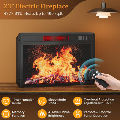 58" Electric Fireplace TV Stand for TVs up to 65" - Entertainment Center with 3 Drawers, 2 Cabinets & Press-to-Open Doors